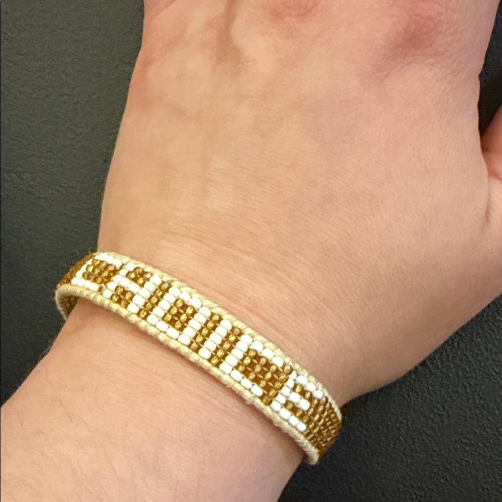 “Choice” Beaded Gold and White Bracelet